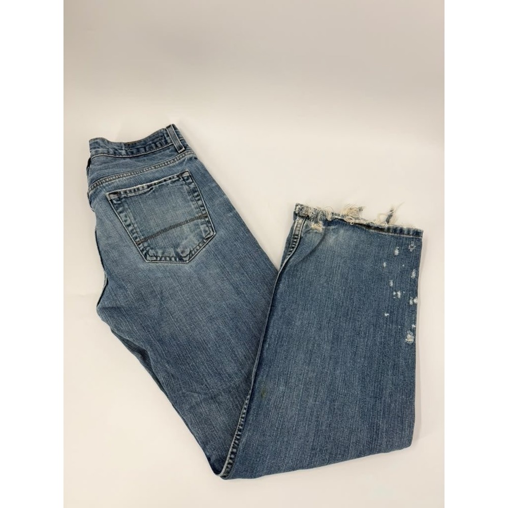 Old Navy Jeans Straight Cut Y2K Gender 30x32 Blue Distressed Paint Splatter Rare